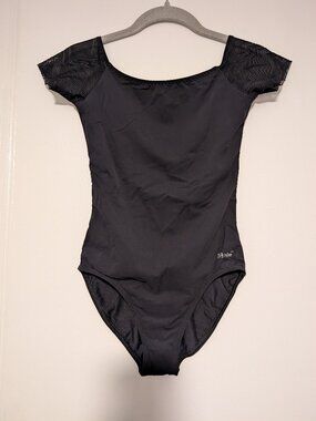Nikolay Black Mesh Short Sleeve Leotard